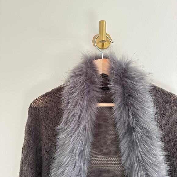 Cashmere Rabbit Fur Neck Warmer Wrap Gray One Size - Picture 9 of 10